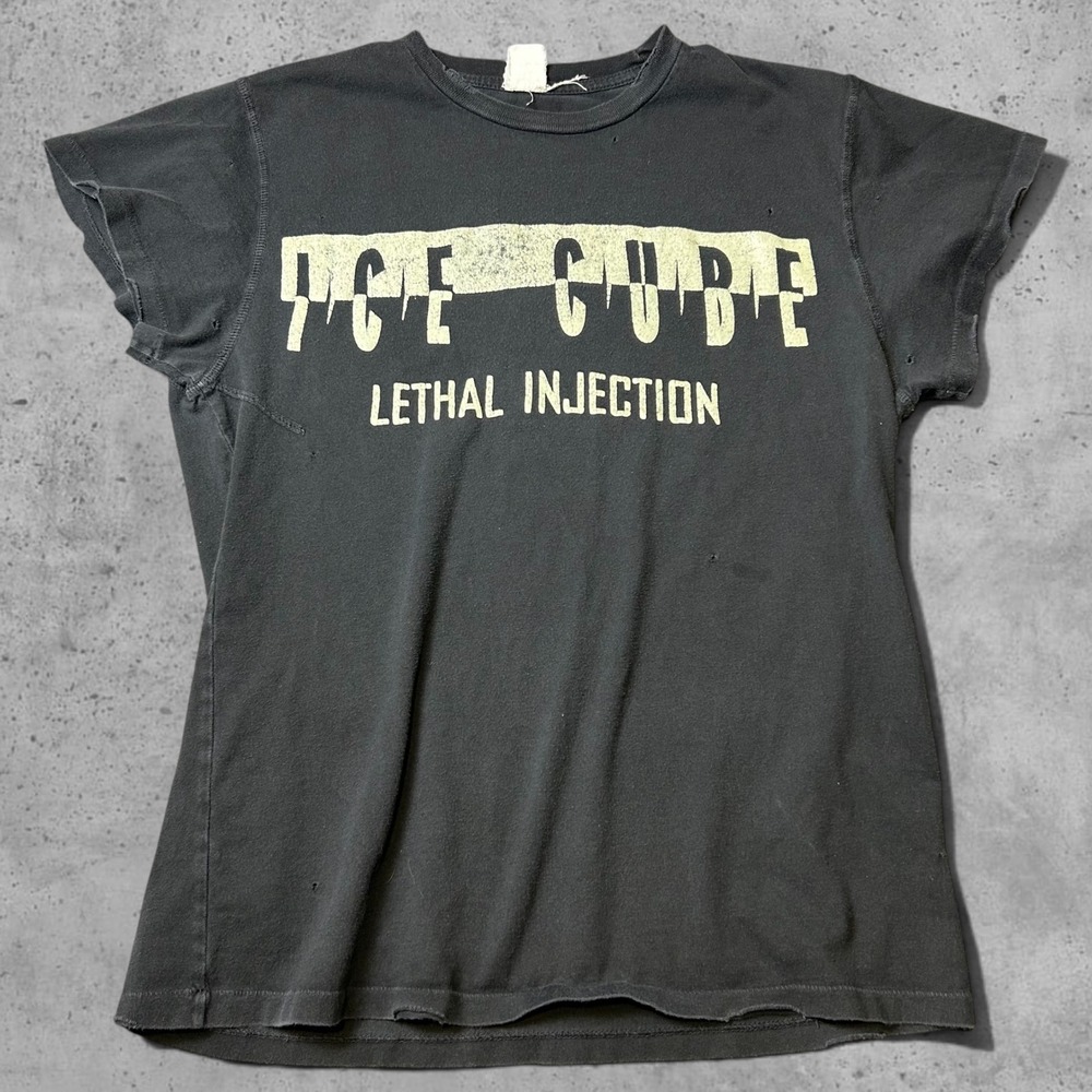 Madeworn Ice Cube Lethal Injection Distressed T-Shirt Black Size Small 90s Retro